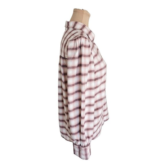 Rails Angelica Shirt Rose Pink Plaid Puff Shoulder Flannel Sz S - Picture 6 of 11